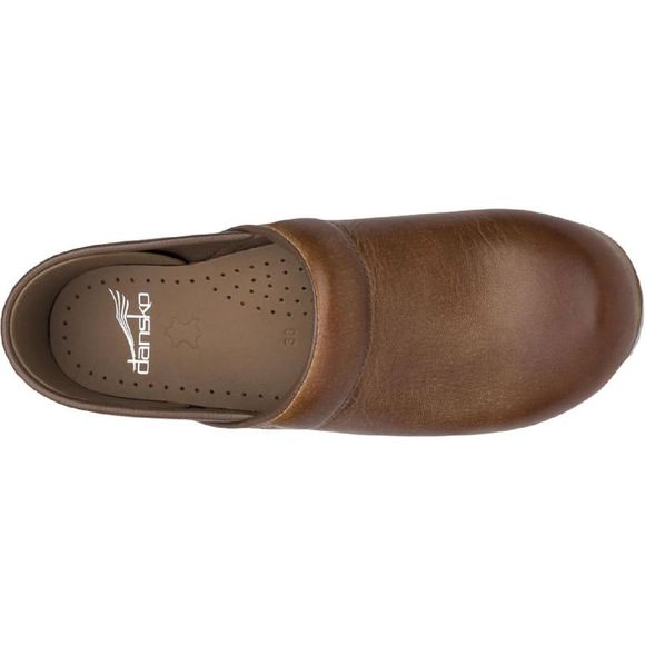 Dansko Womens Professional Distressed Tan Leather Slip On Clogs Shoes - Picture 3 of 4